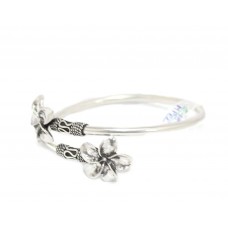 Spring Bracelet Bangle 925 Sterling Silver Engraved Flower Charm Women Gift D786